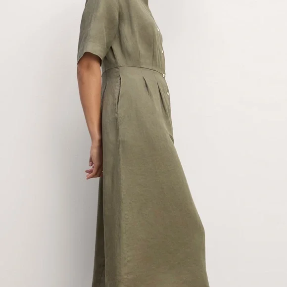 Everlane Frolic Linen Dress NWT - Olive - Size 6 - Picture 2 of 5